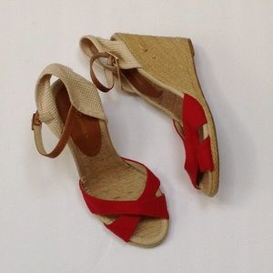 BCBG Generation Red Espadrilles Wedge Sandals